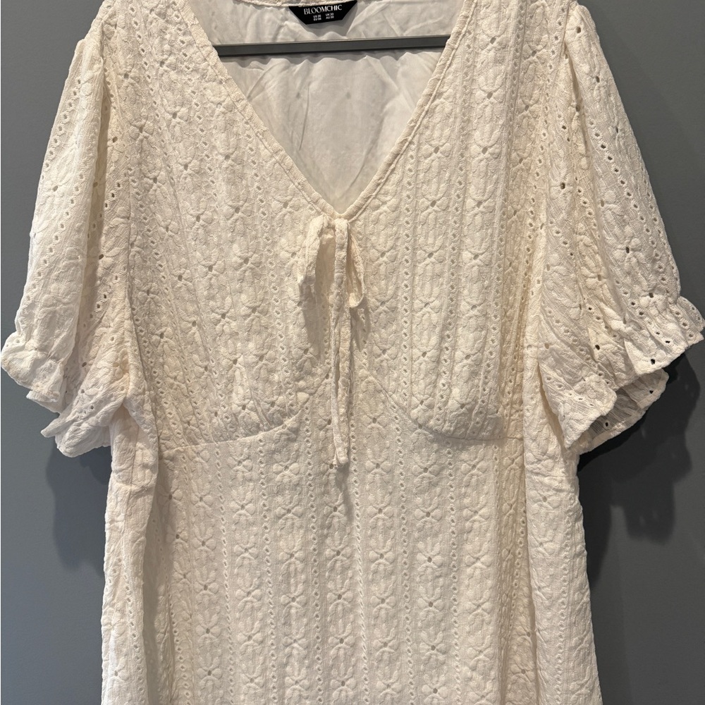 BloomChic Plus size Cream Eyelet Lace Blouse
